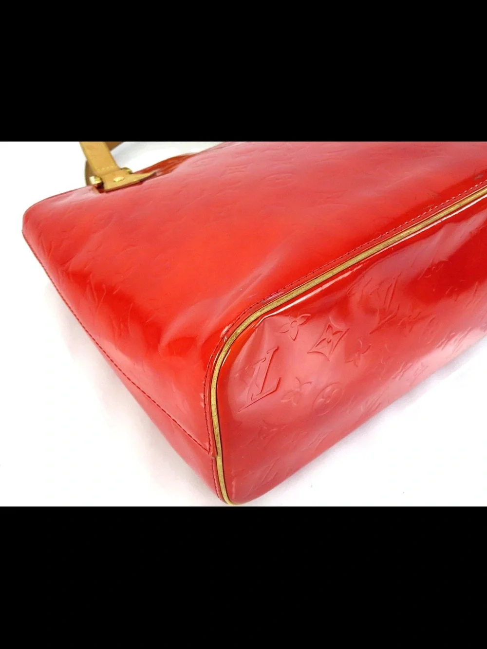 Louis Vuitton Red Patent Tote with Tan Handles